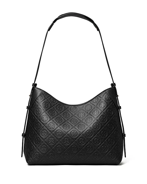 

Сумка через плечо среднего размера с монограммой T и мягкой галькой. Tory Burch, черный