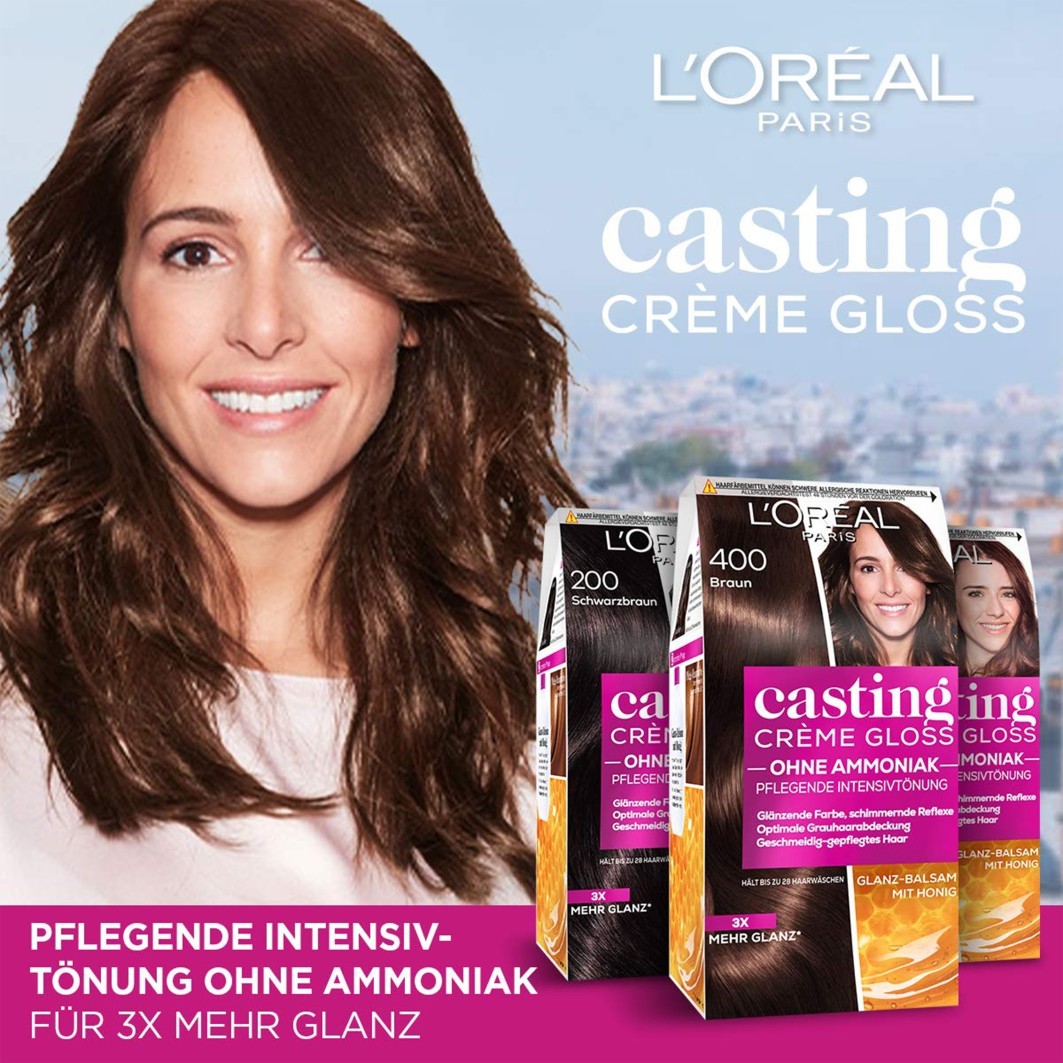Краска для волос casting crème gloss pflegend Loreal Paris, nr. 400 - braun, количество 1 шт. — фото 2