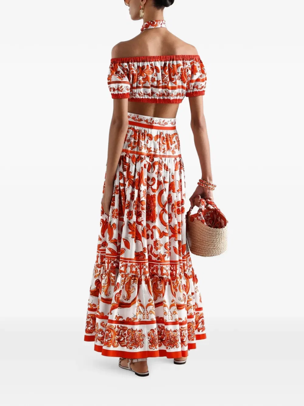 Топ из поплина с майоликовой печатью Dolce & Gabbana, белый — фото 3