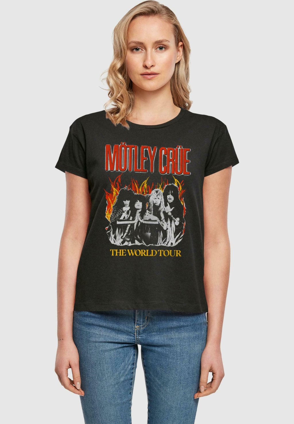 

Футболка с принтом MOTLEY CRUE-VINTAGE WORLD TOUR FLAMES BOX Merchcode, черный