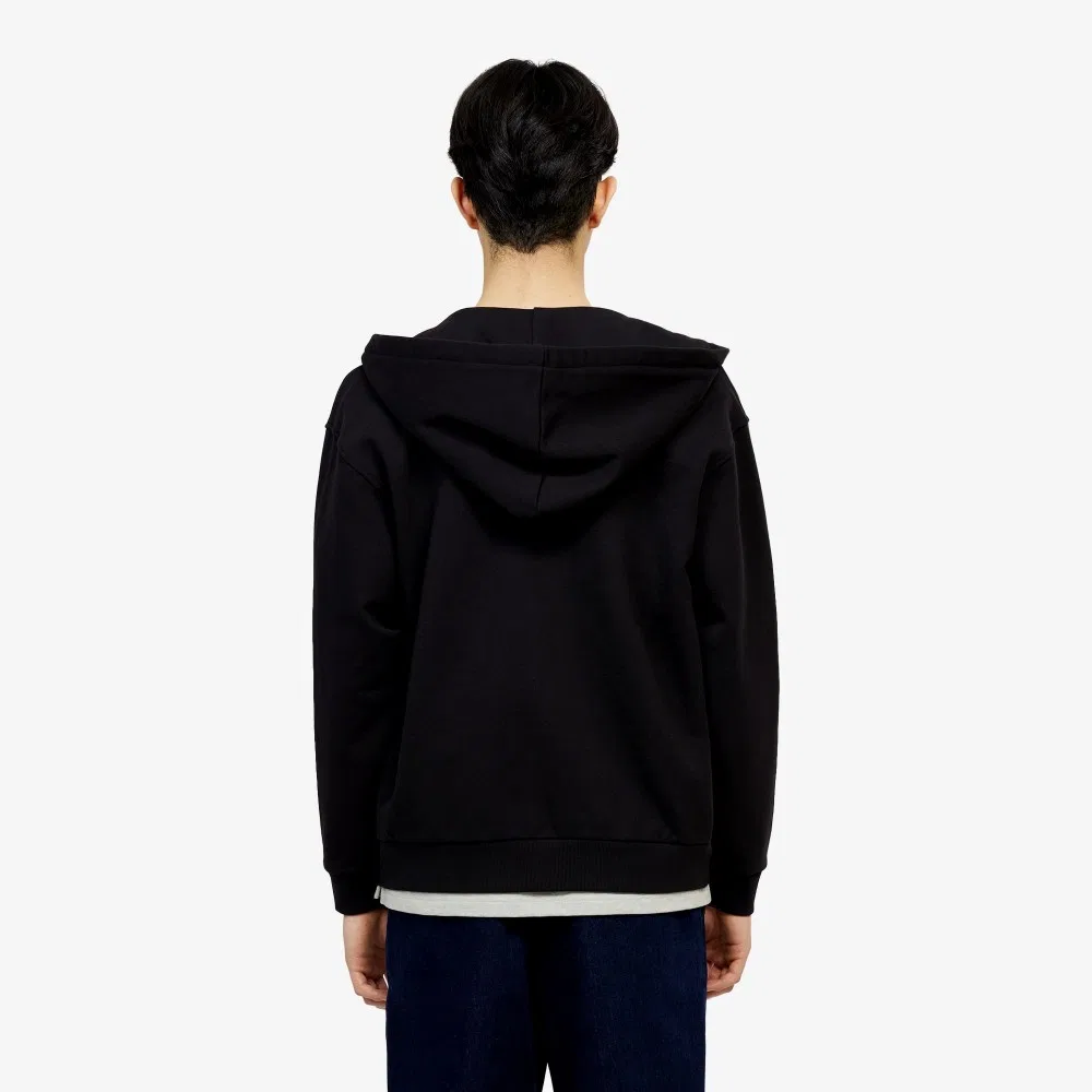 Мужская базовая толстовка на молнии с капюшоном Lacoste French Terry, чёрная — фото 4
