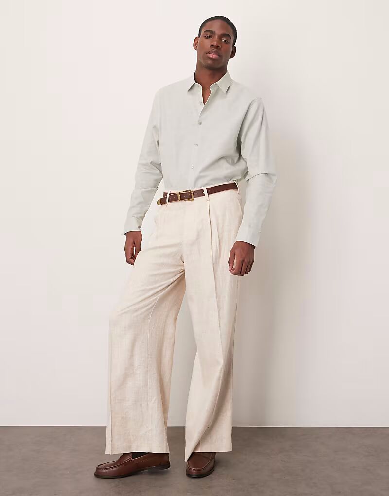 

Строгая рубашка из льняной смеси ASOS DESIGN мятно-зеленого цвета