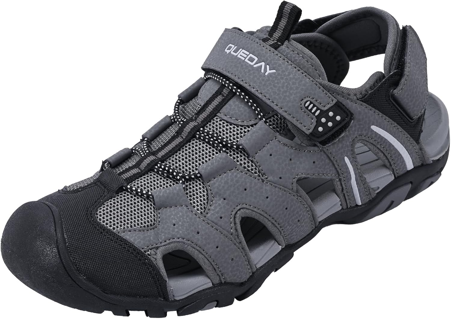 

Мужские спортивные сандалии Queday с закрытым носком для активного отдыха на улице, легкие походные сандалии для прогулок по тропам и повседневной носки, водонепроницаемые shoes, серый