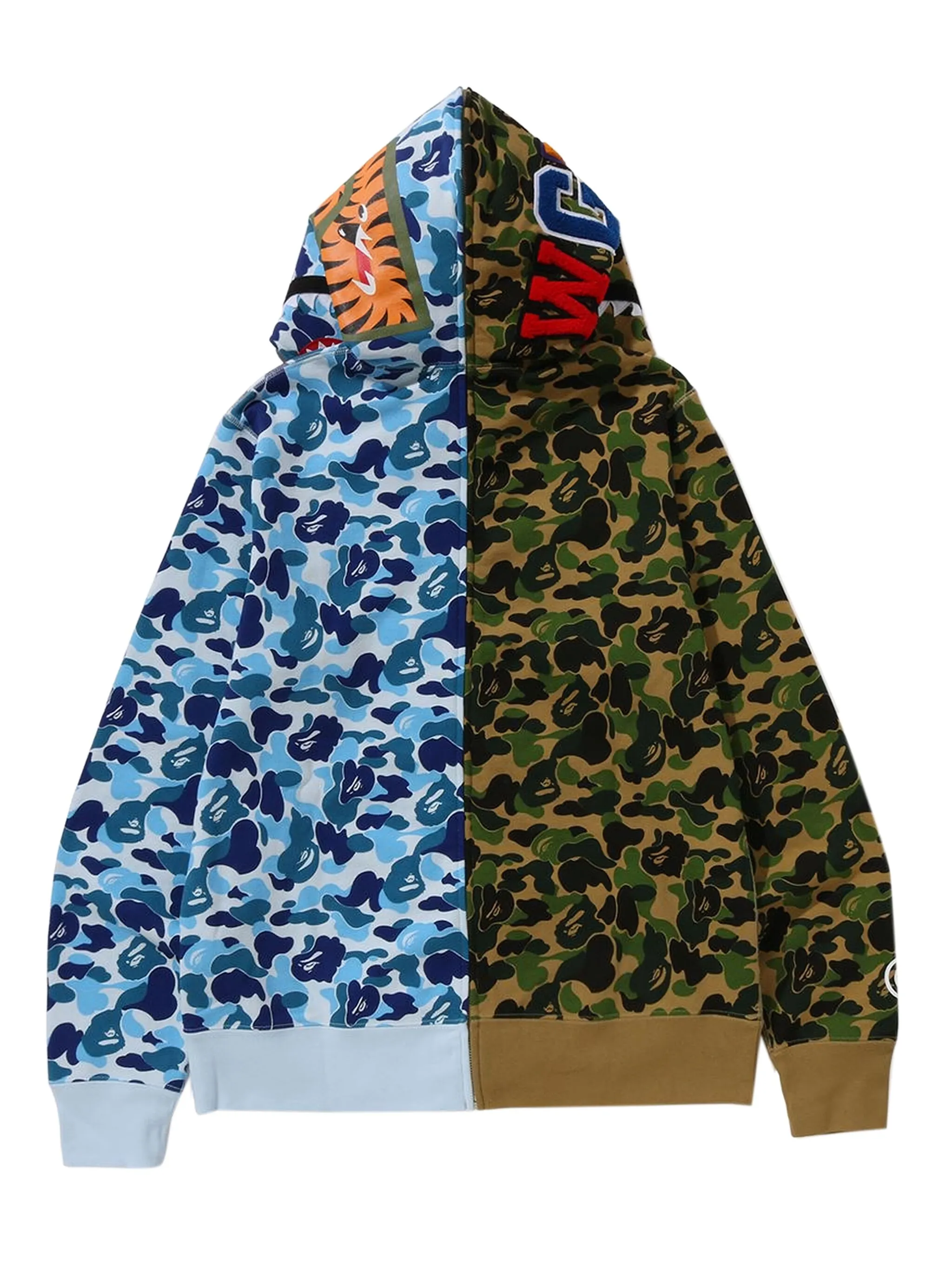 Худи Abc Camo Separate Shark на молнии A Bathing Ape, зеленый — фото 2
