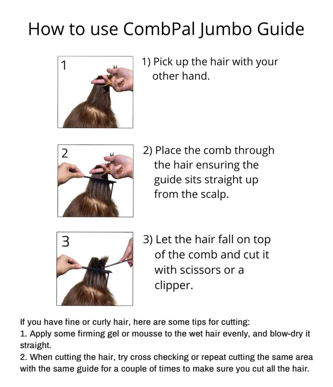 Набор для стрижки волос The Original CombPal Hair Cutting Tool Combpal, Jumbo Guide Black — фото 3