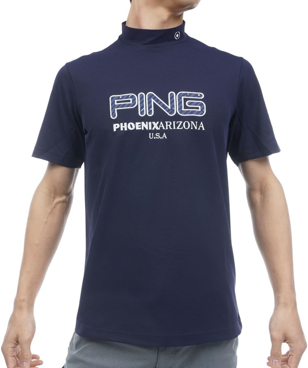 

Мужская рубашка с коротким рукавом и высоким воротником Ping Apparel (влагоотводящая, быстросохнущая, с аппликацией) 621-6167201 120Navy, темно-синий