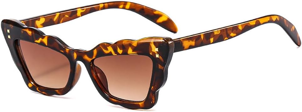 

Популярные модные женские солнцезащитные очки «кошачий глаз» в стиле ретро с заклепками, мужские солнцезащитные очки с градиентным переходом цвета и защитой от УФ-излучения UV400 TKKTLLT, Leopard Tea Gradient