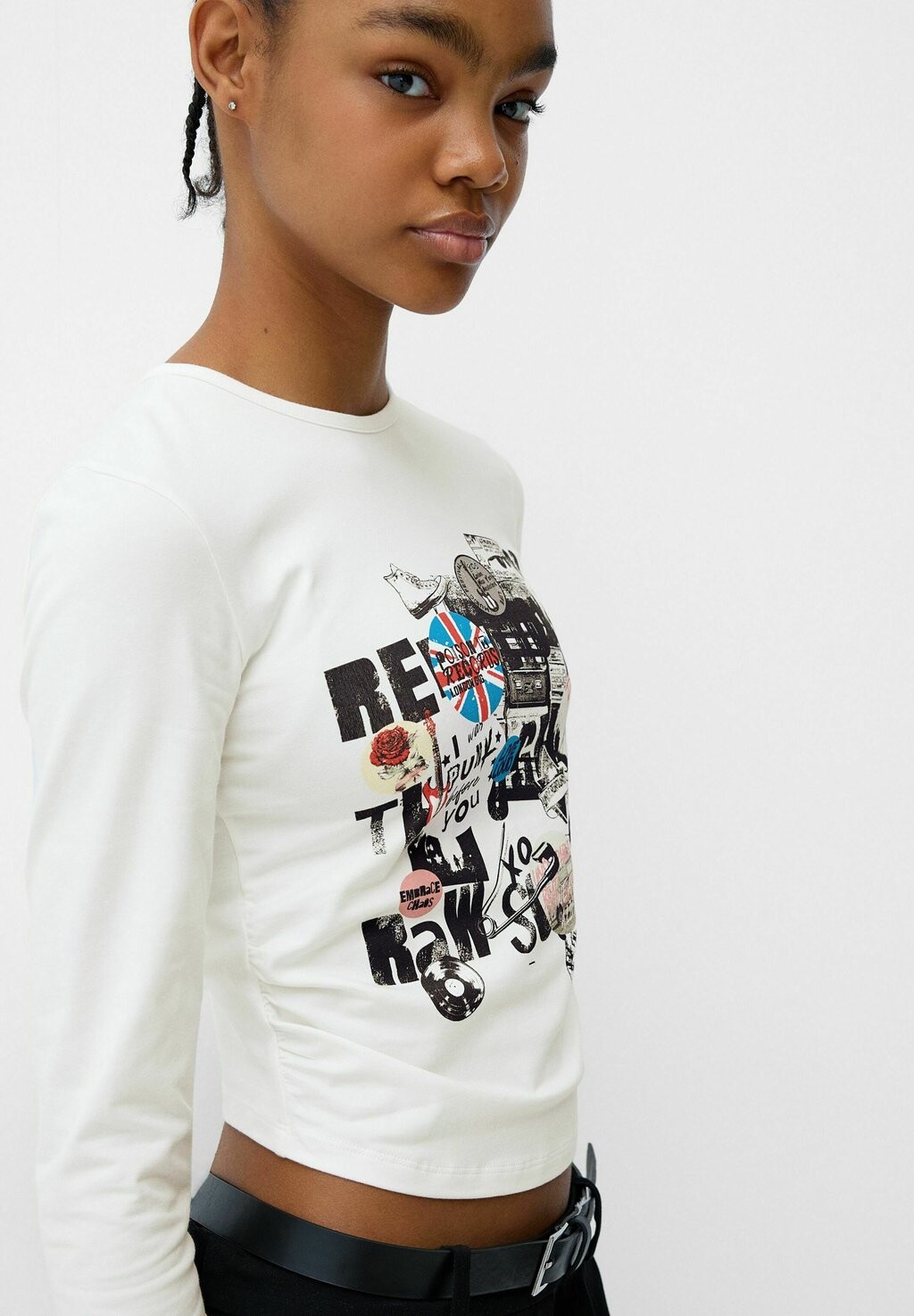 

Топ с длинными рукавами Bershka, белый