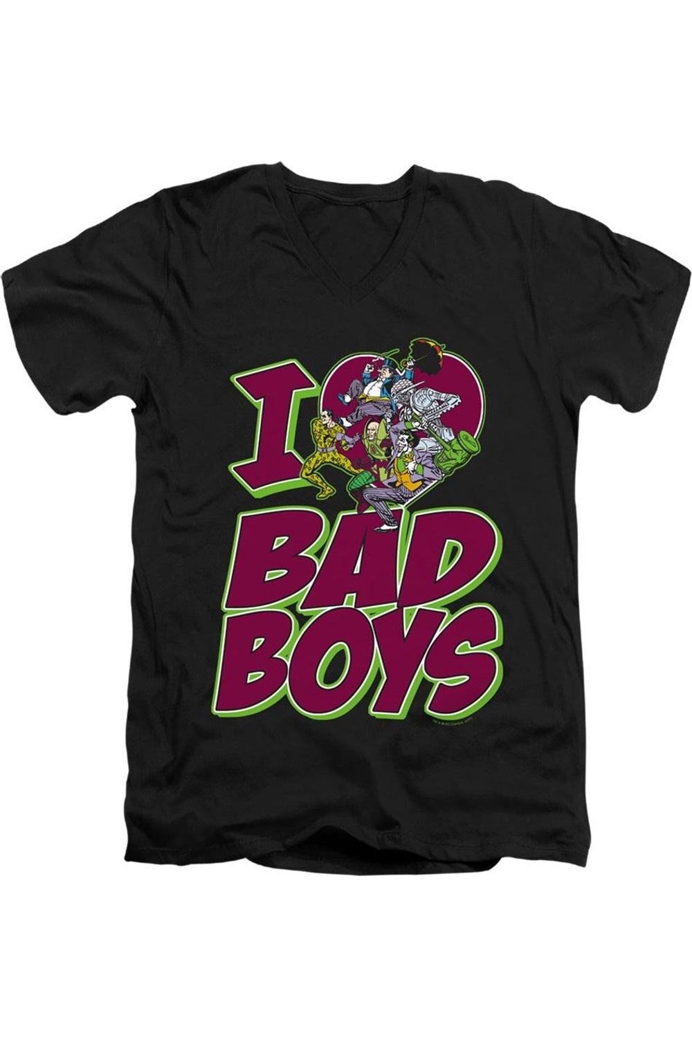 

Футболка с коротким рукавом и V-образным вырезом для взрослых DC Comics I Heart Bad Boys Gildan, черный
