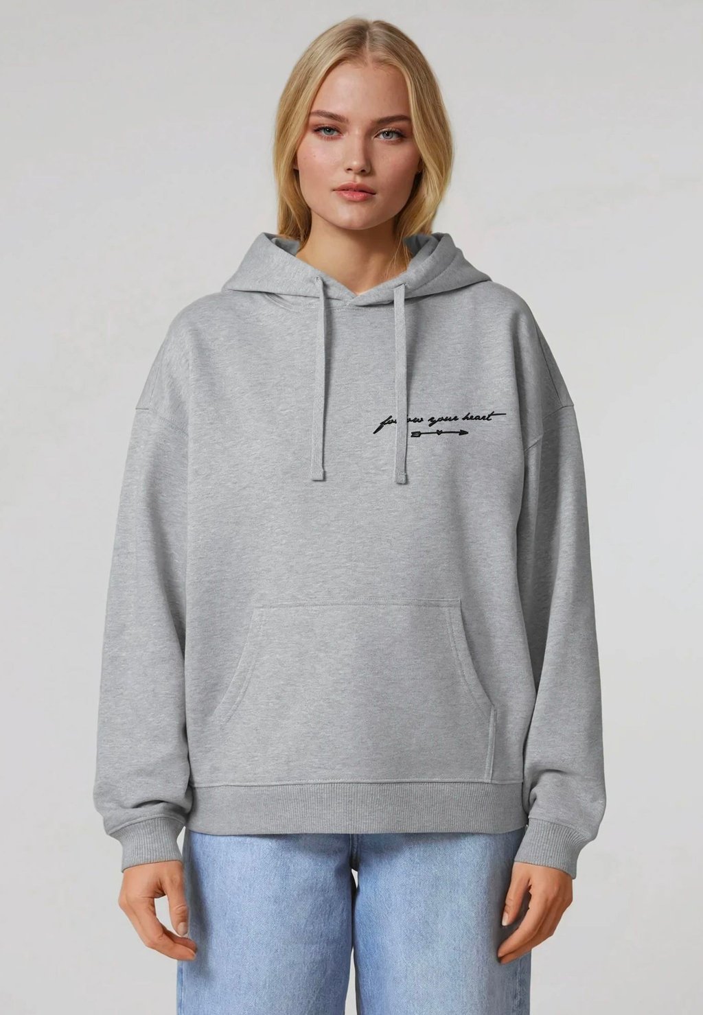 

Толстовка FOLLOW YOUR HEART EMBROIDERY UNISEX - Hoodie Mira Paris, пятнистый серый