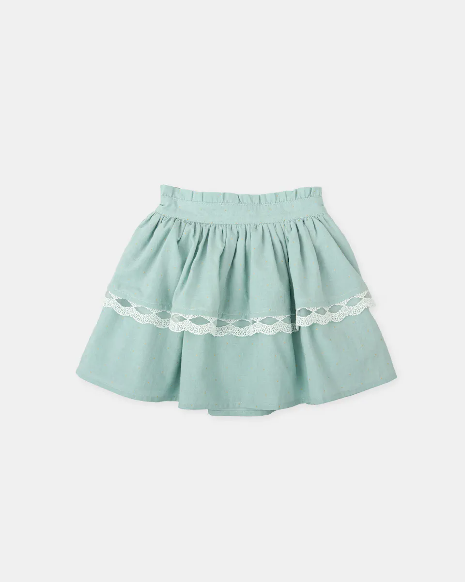 

Юбка для девочки из жаккарда с кружевом Tutto Piccolo, цвет Verde Agua