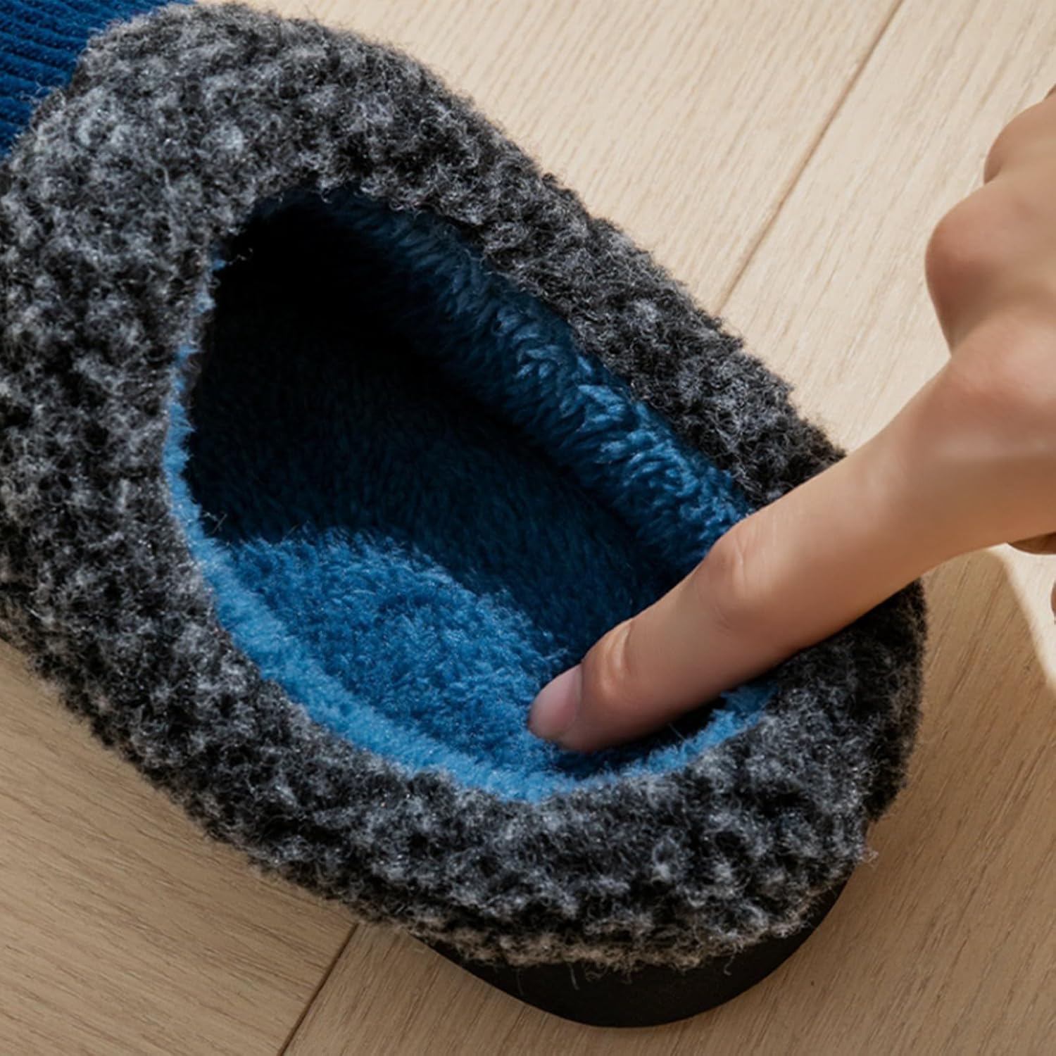 Мужские домашние кожаные тапочки, против скольжения, с хлопком и льном, для дома и улицы, сандалии, открытый носок, против царапин Generic, синий — фото 3