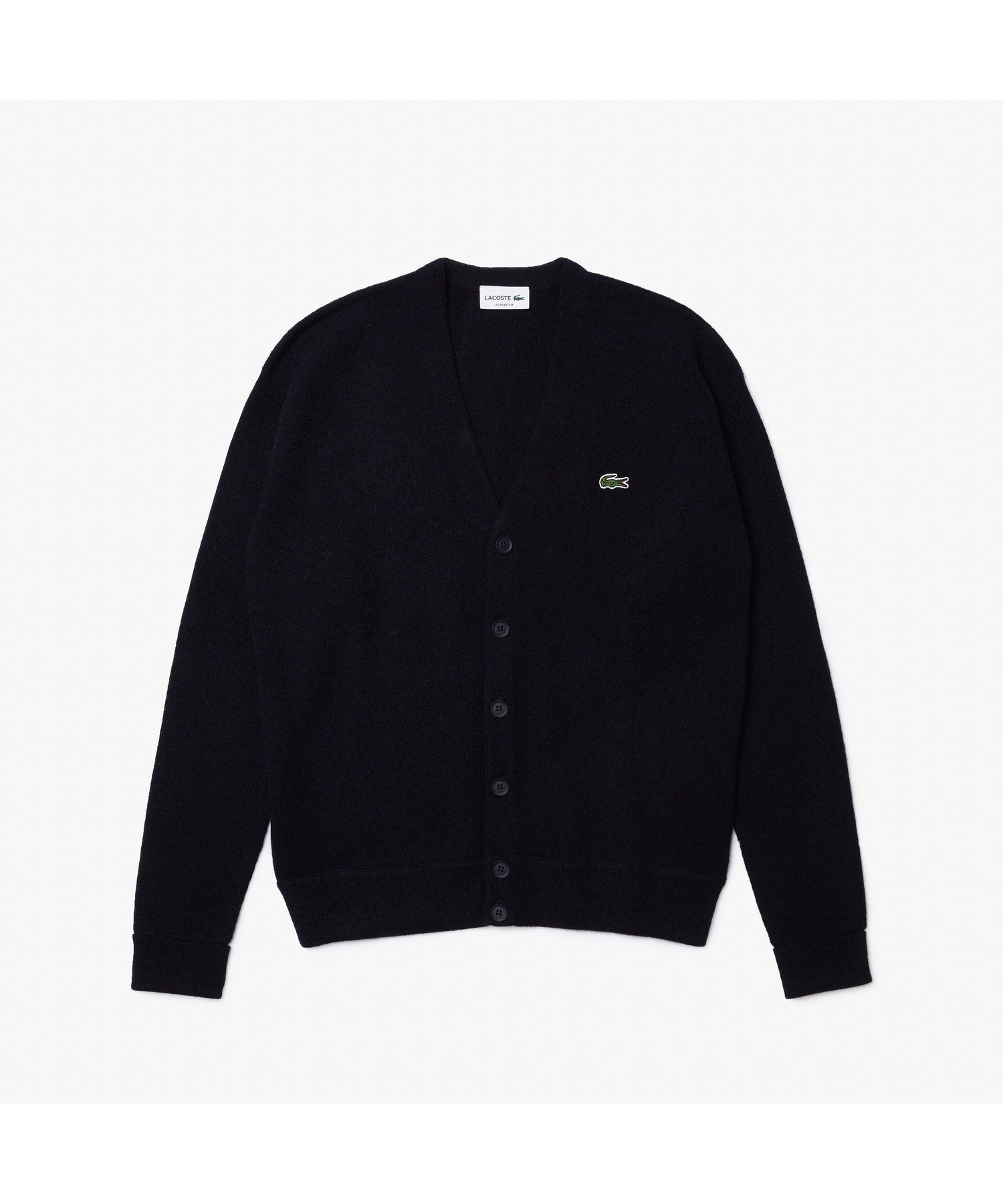 Кардиган с V-образным вырезом, связанный платочной вязкой LACOSTE, Navy