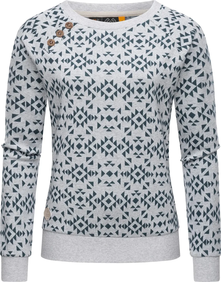 

Свитер Ragwear с круглым вырезом "Darria Aztec", легкий женский свитер с классным принтом, серый