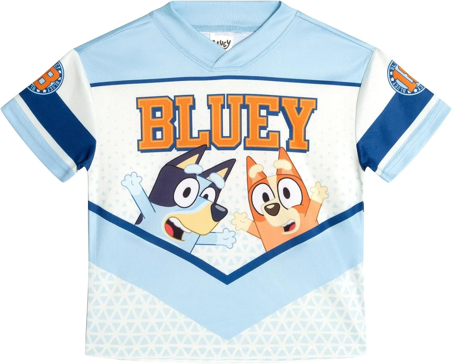 Комплект одежды Bluey: футболка с V-образным вырезом из сетчатой ткани и спортивные штаны из французского трикотажа. Размеры для малышей и детей младшего возраста (2T - 7-8) — фото 3