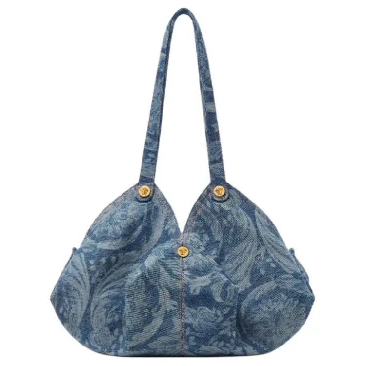 

Versace Женская хлопковая сумка через плечо Barocco, синяя