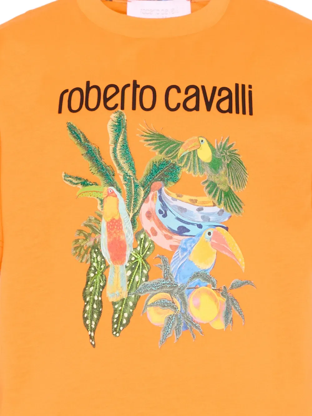 Футболка с принтом и короткими рукавами Roberto Cavalli Junior, оранжевый — фото 3