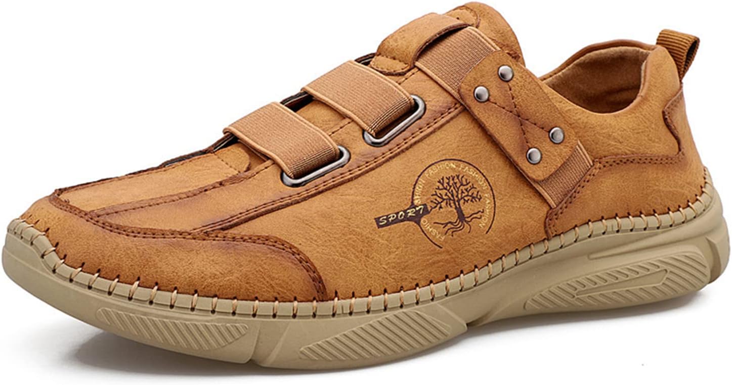 

Мужские повседневные кожаные лоферы с ручной строчкой Ugoselec, желтый