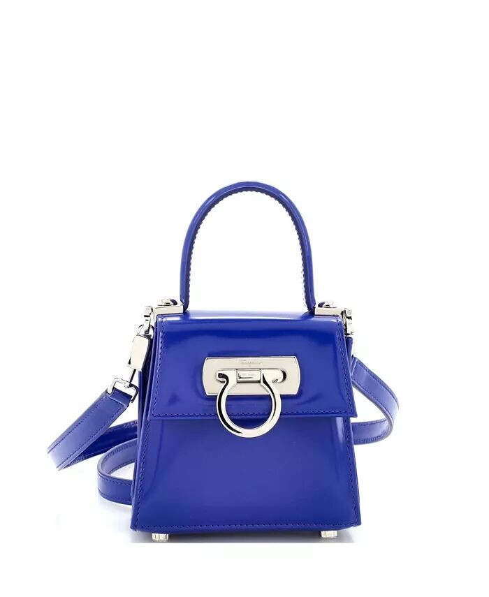 

Сумка XS Iconic с верхней ручкой, кожа Pre-Owned Salvatore Ferragamo, синий