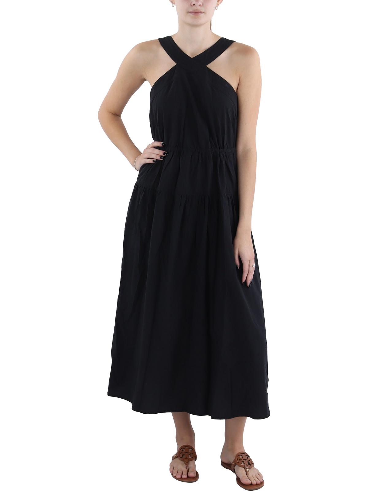 

Женское платье-миди с бретелью через шею и ярусами Madewell, цвет true black