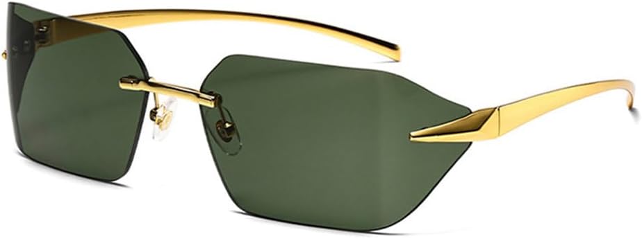 

Безрамочные солнцезащитные очки для мужчин и женщин, роскошные черные очки без оправы, модные женские металлические солнцезащитные очки UV400 для мужчин TYUVIVO, Gold-green