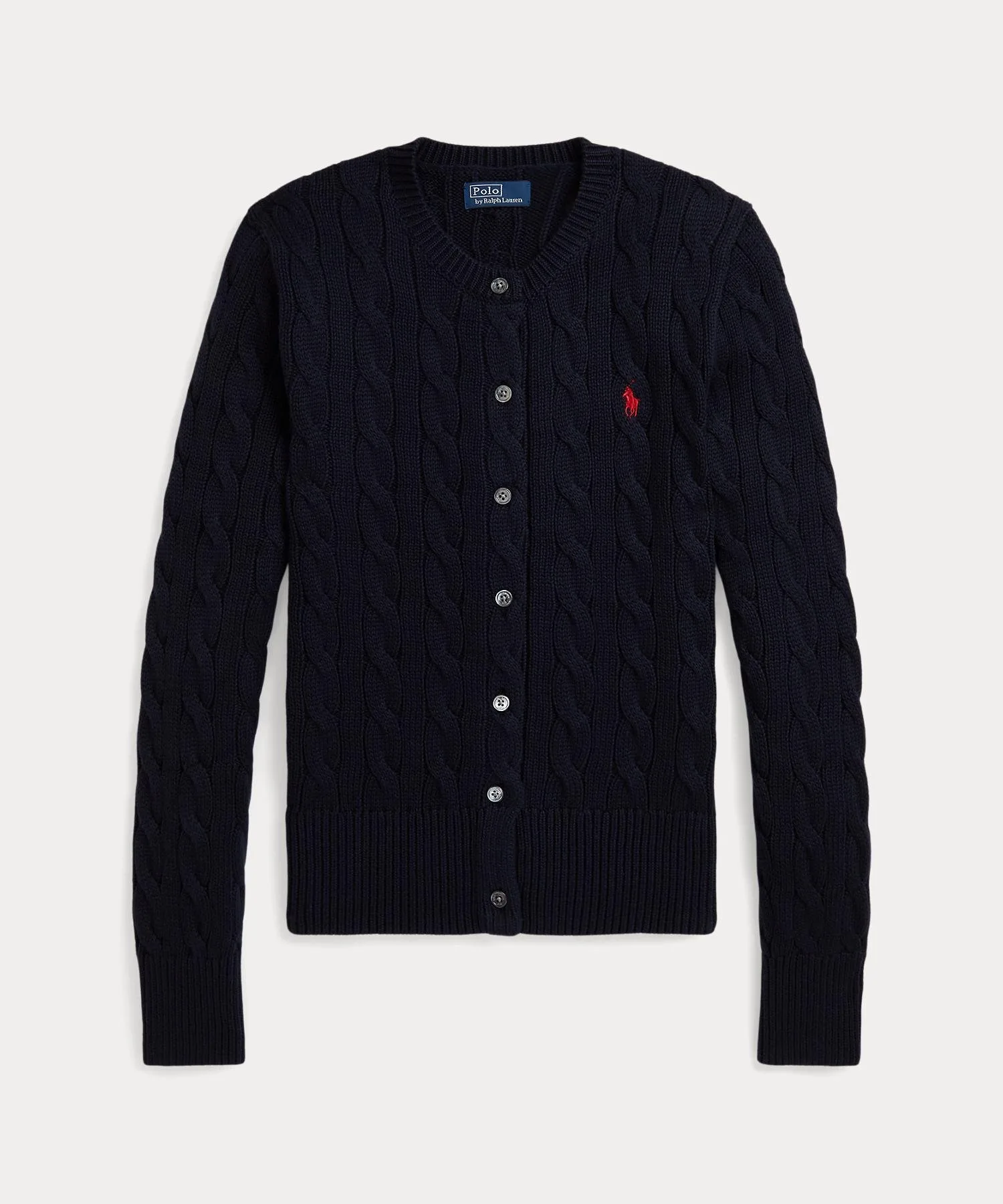 Хлопковый кардиган с круглым вырезом и косами. Polo Ralph Lauren, 400 Blue