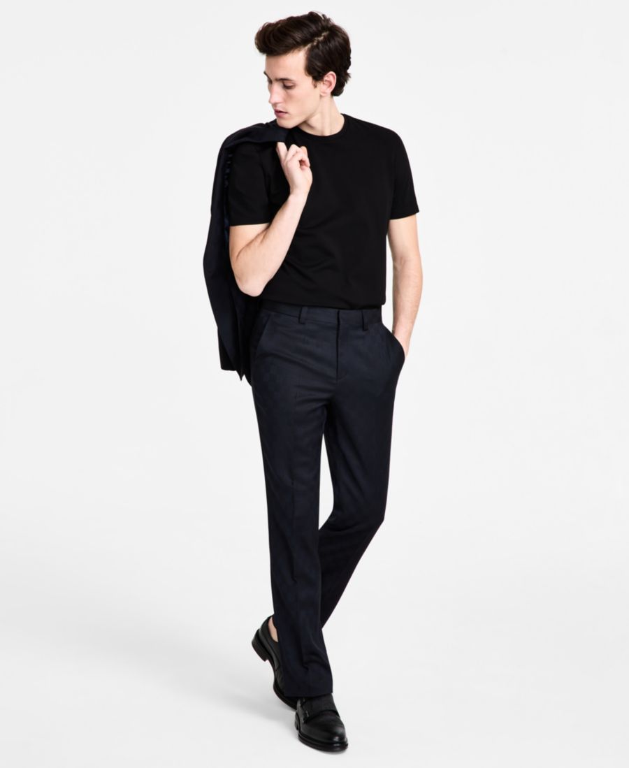 

Мужские брюки от костюма из шерстяной смеси современного кроя Hugo Boss, Navy Check