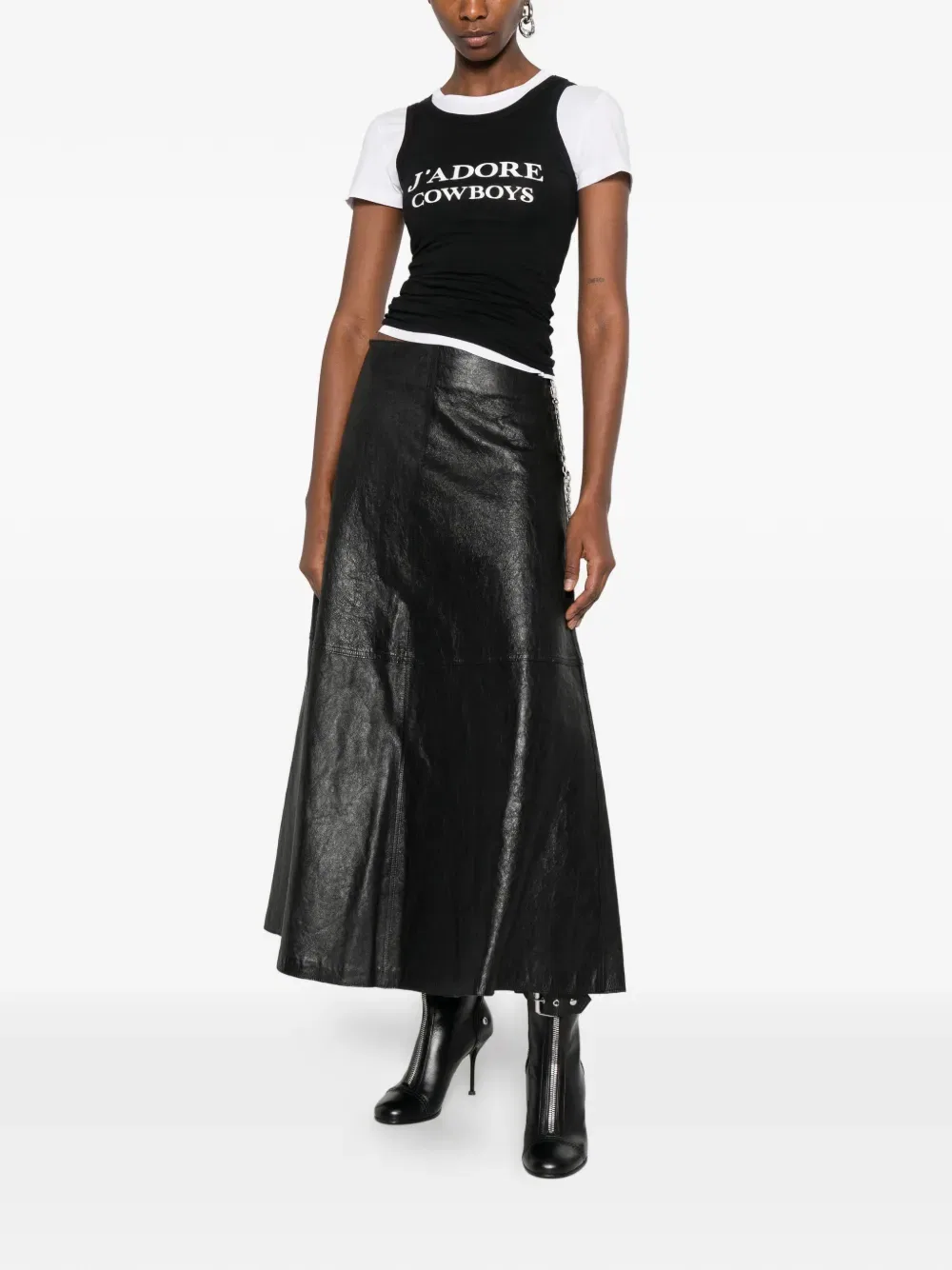 Юбка А-силуэта с цепочкой Alexander Wang, черный — фото 2