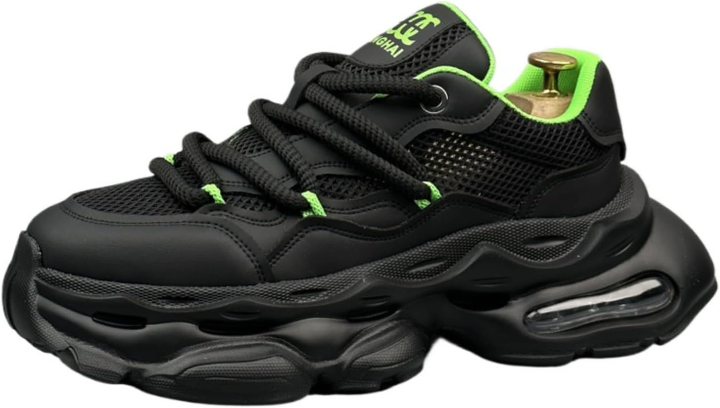 

Мужские модные кроссовки MACEFIL на массивной подошве, дышащая сетка, противоскользящие, прочные, повседневные, для ходьбы, спортивные, для улицы, черный