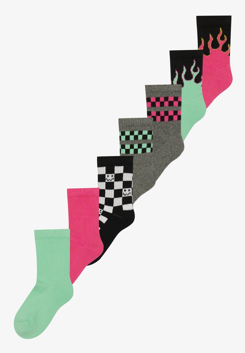 

Носки Unisex 7 Pack Yourturn Kids, цвет pink/black/mottled dark grey