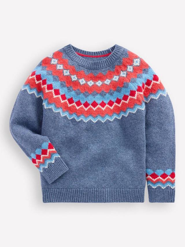 

Детский джемпер Fair Isle из шерстяной смеси Mini Boden, Blue