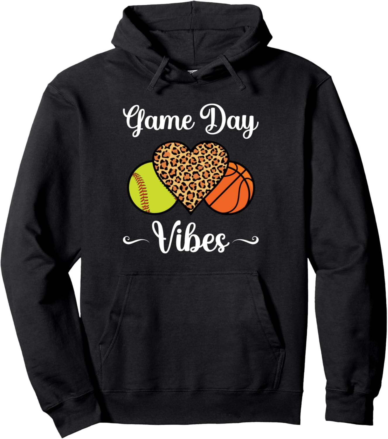 

Худи для софтбола Game Day Vibes Basketball & Softball Player Gift, черный