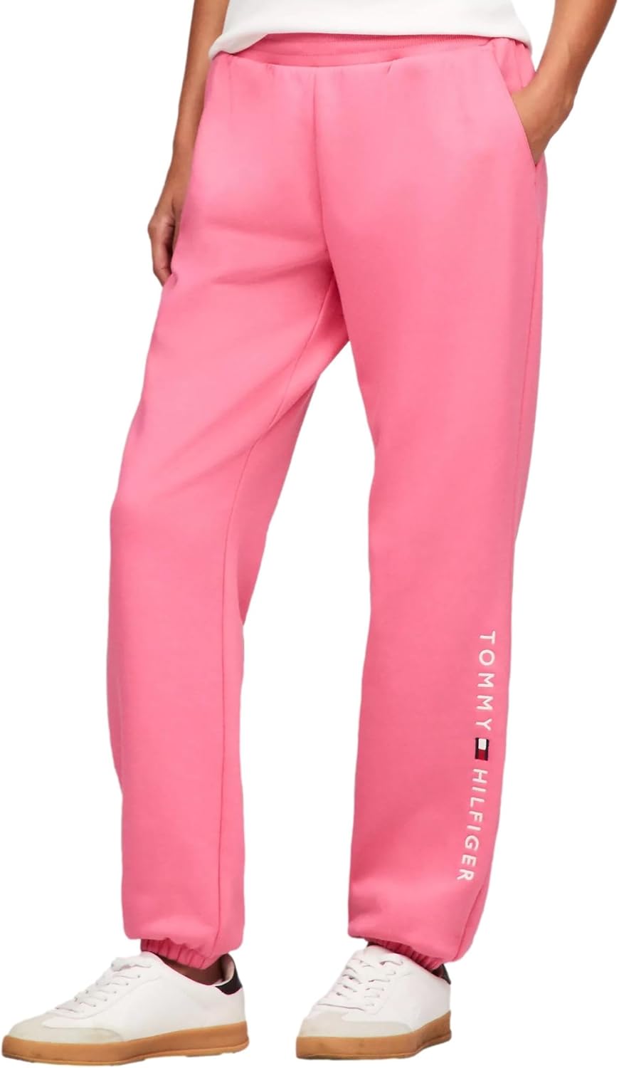 

Женские зауженные флисовые спортивные брюки-джоггеры Tommy Hilfiger, Fandango Pink