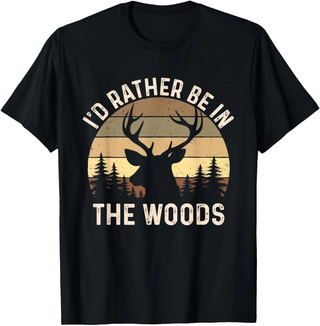 

Футболка с принтом "I’d Rather Be in The Woods Hunting" и оленем для мужчин, Cotton (S–3XL) NEKO MENA