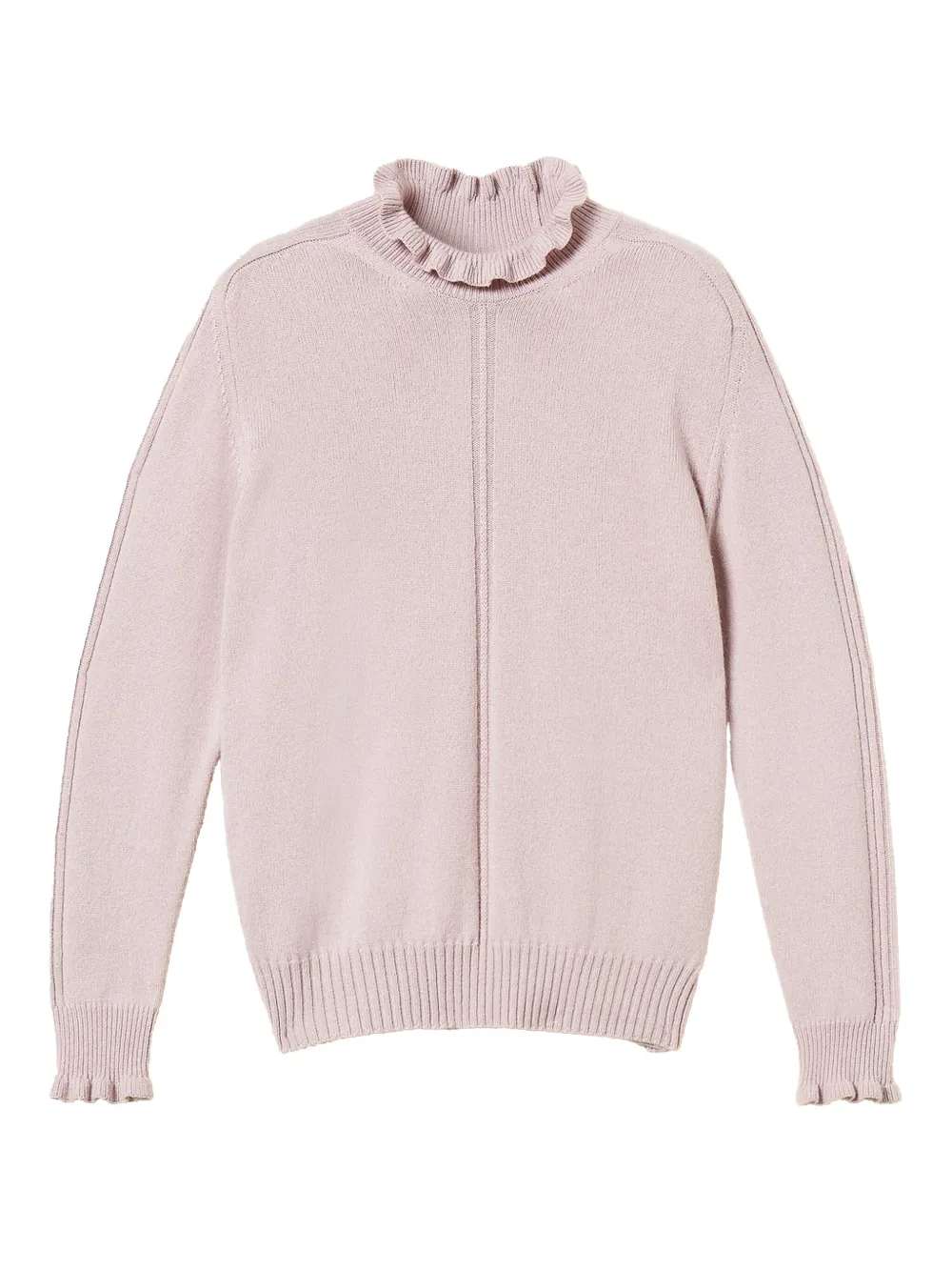 

Свитер с высоким воротником и оборками TWINSET, розовый