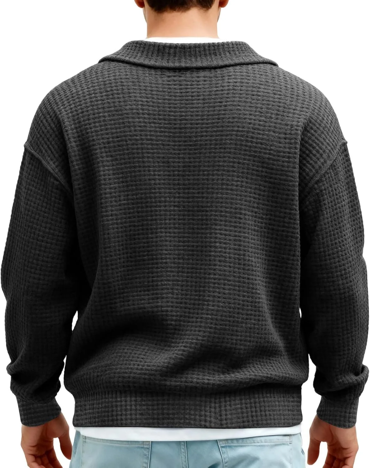 Мужская вязаная поло легкая с длинным рукавом Slim Fit — фото 4