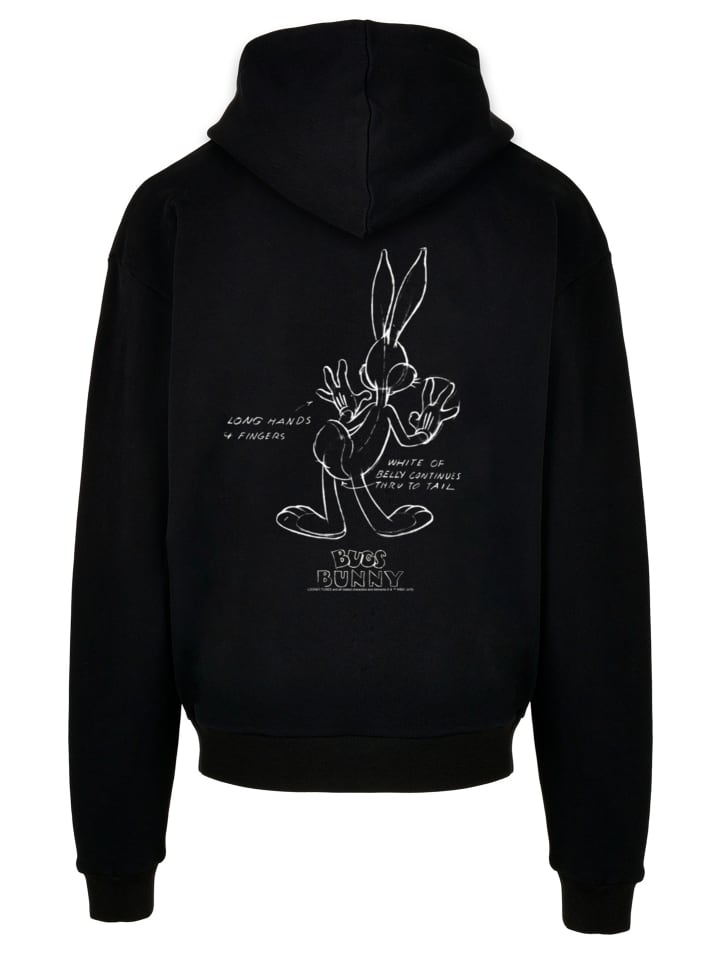 

Ультратяжелая толстовка с капюшоном Looney Tunes Bugs Bunny White Belly черного цвета F4NT4STIC