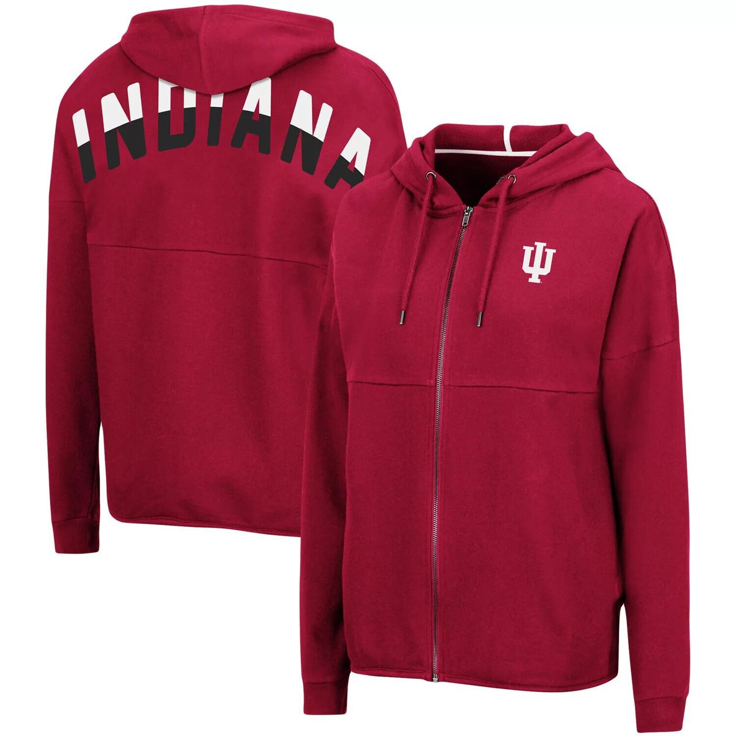 

Женская толстовка с молнией во всю длину Colosseum Crimson Indiana Hoosiers 2-Hit Colosseum