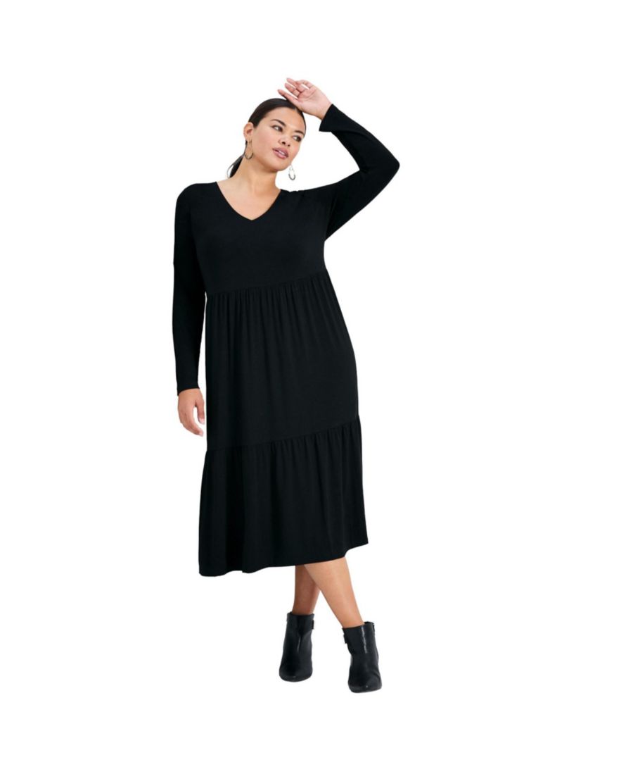 

Женское вязаное платье Nylah с ярусным кроем AVENUE, Black