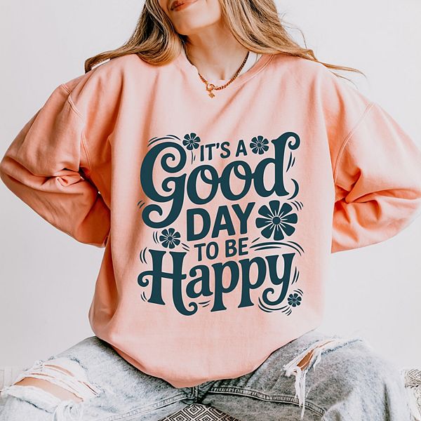 

Футболка женская It'S a good day to be happy flowers Simply Sage Market, Peachy