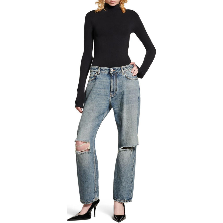 Спортивные брюки Balenciaga Distressed Straight-Leg Jeans 'Blue', синий — фото 3