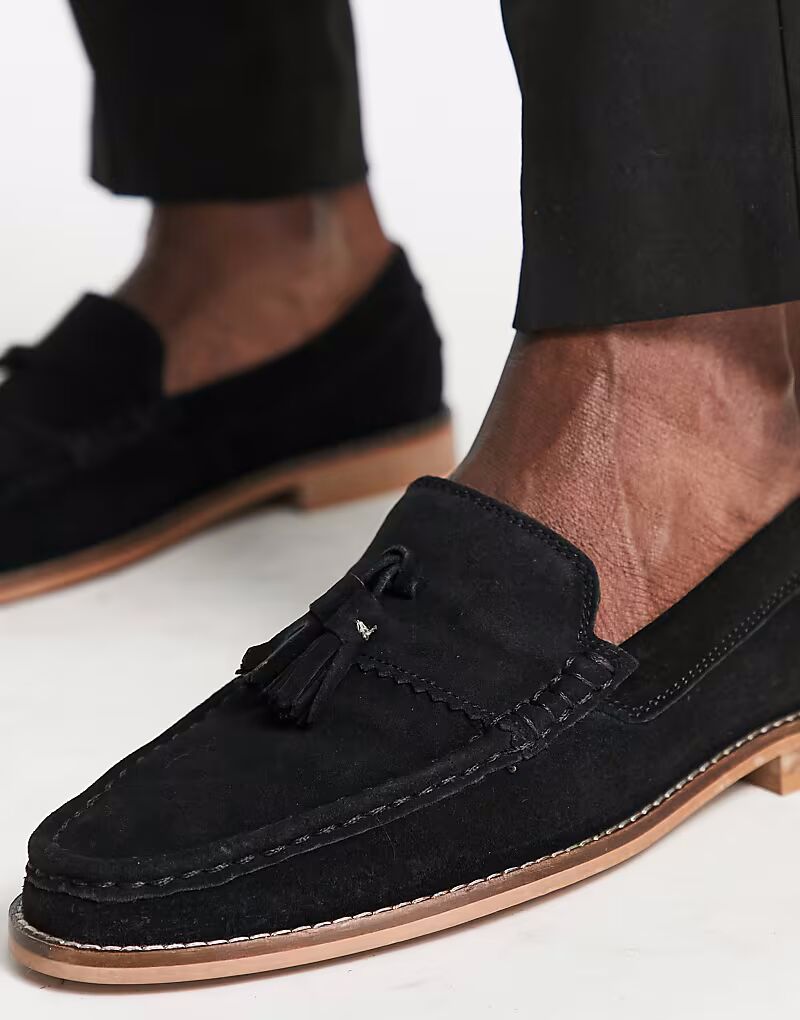 Лоферы с кисточками из черной замши с натуральной подошвой Asos Design — фото 2