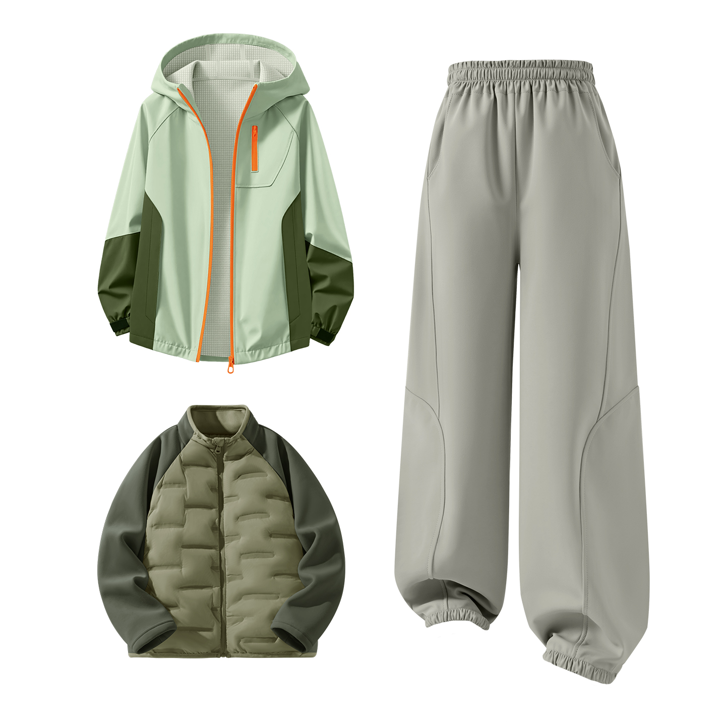 

Детская повседневная спортивная одежда Disney, Solid Color Green+Solid Color Green+Solid Color Ivory Gray