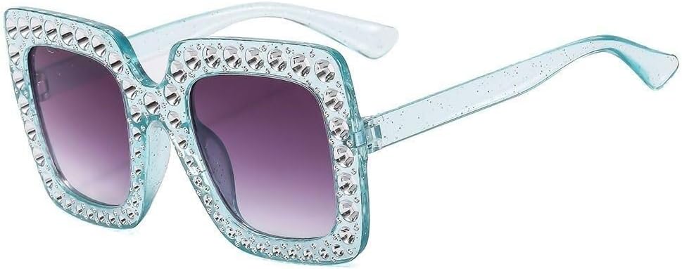 

Квадратные солнцезащитные очки со стразами для женщин, большие солнцезащитные очки с кристаллами, винтажные, с защитой от УФ-излучения UV400, в стиле уличной моды LXLHWN, One Color