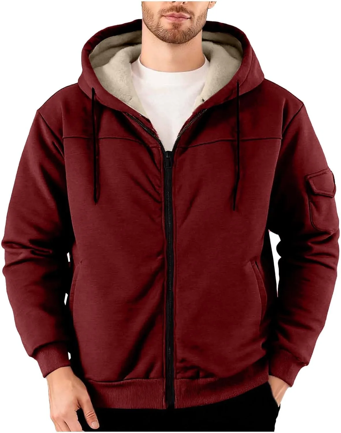 

Зимняя толстовка Sherpa с капюшоном и молнией для мужчин