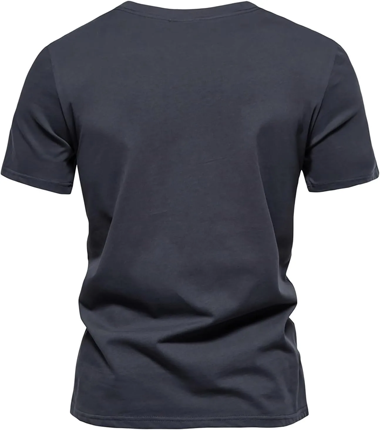 Мужская футболка Cotton Short Sleeve летняя легкая Casual Solid Color Breathable Banded Collar — фото 3