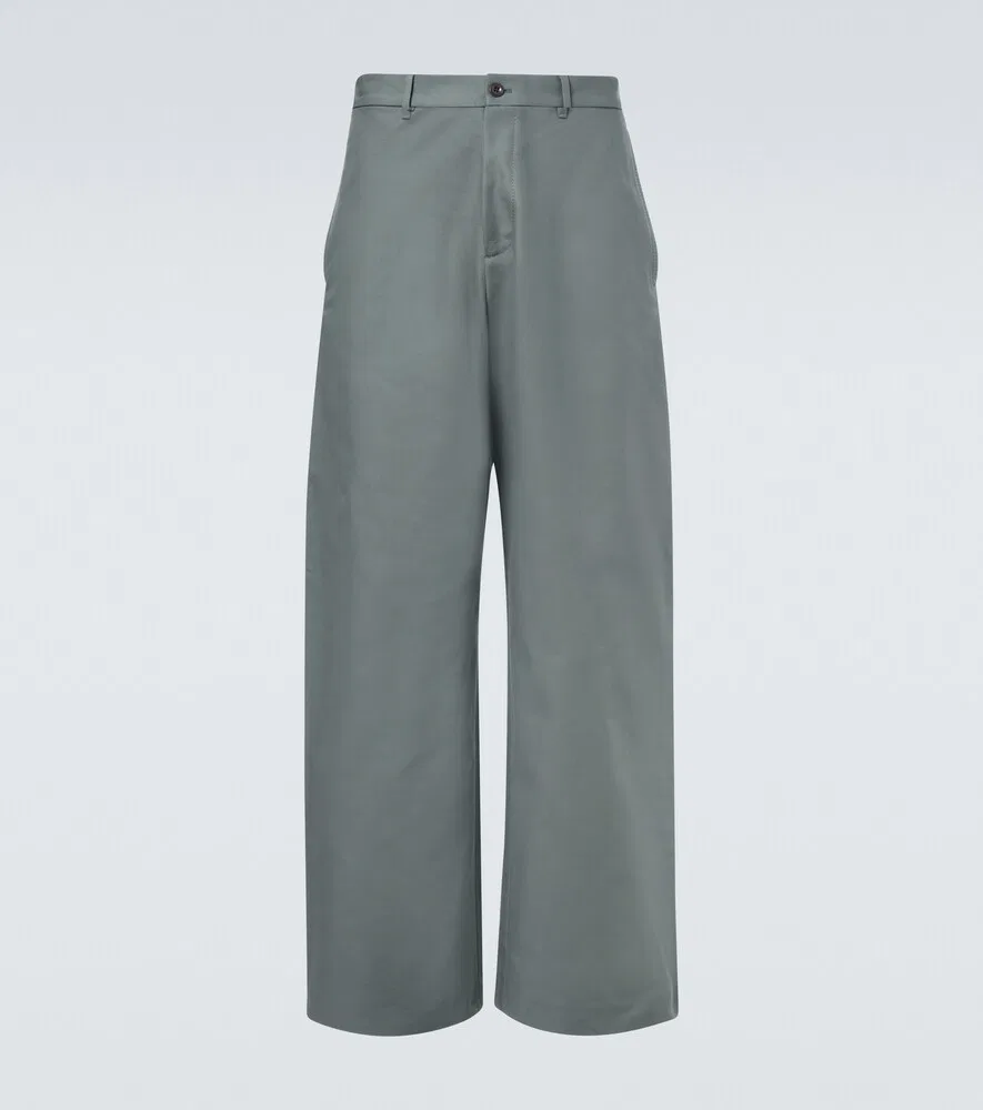Широкие брюки из хлопкового атласа Acne Studios, серый