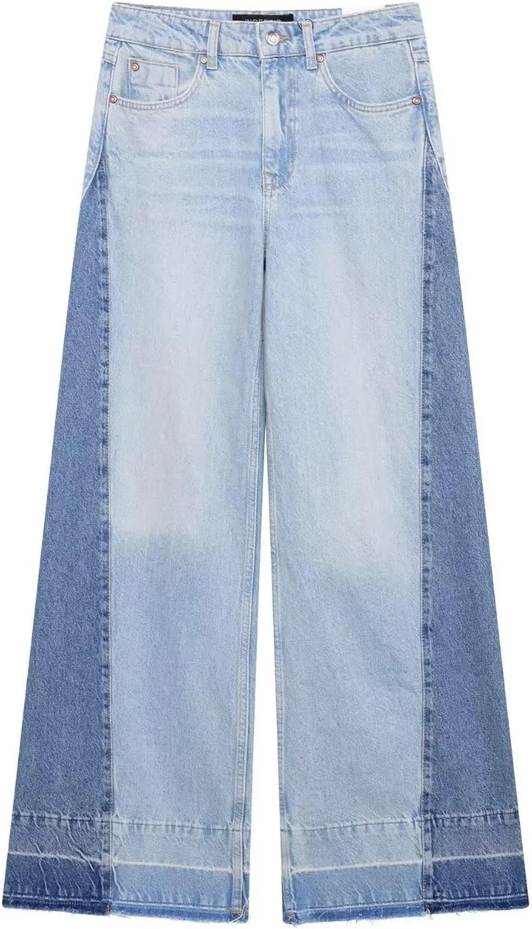 

Джинсы FUNSEED для женщин, высокие, широкие, в стиле пэчворк