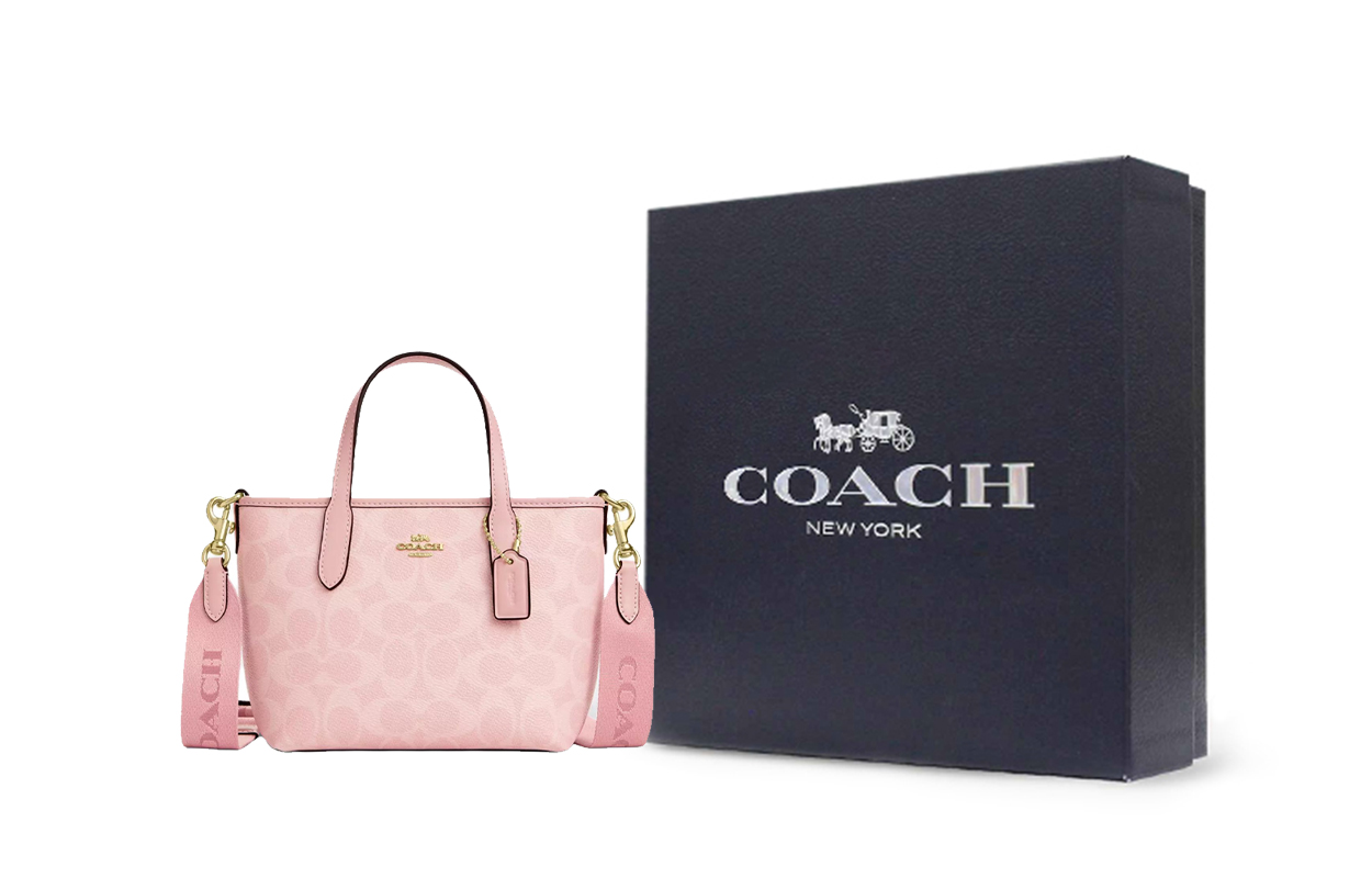 

COACH Городская ПВХ сумка-шоппер Сумка через плечо Кроссбоди Маленькая женская сумка Розовая