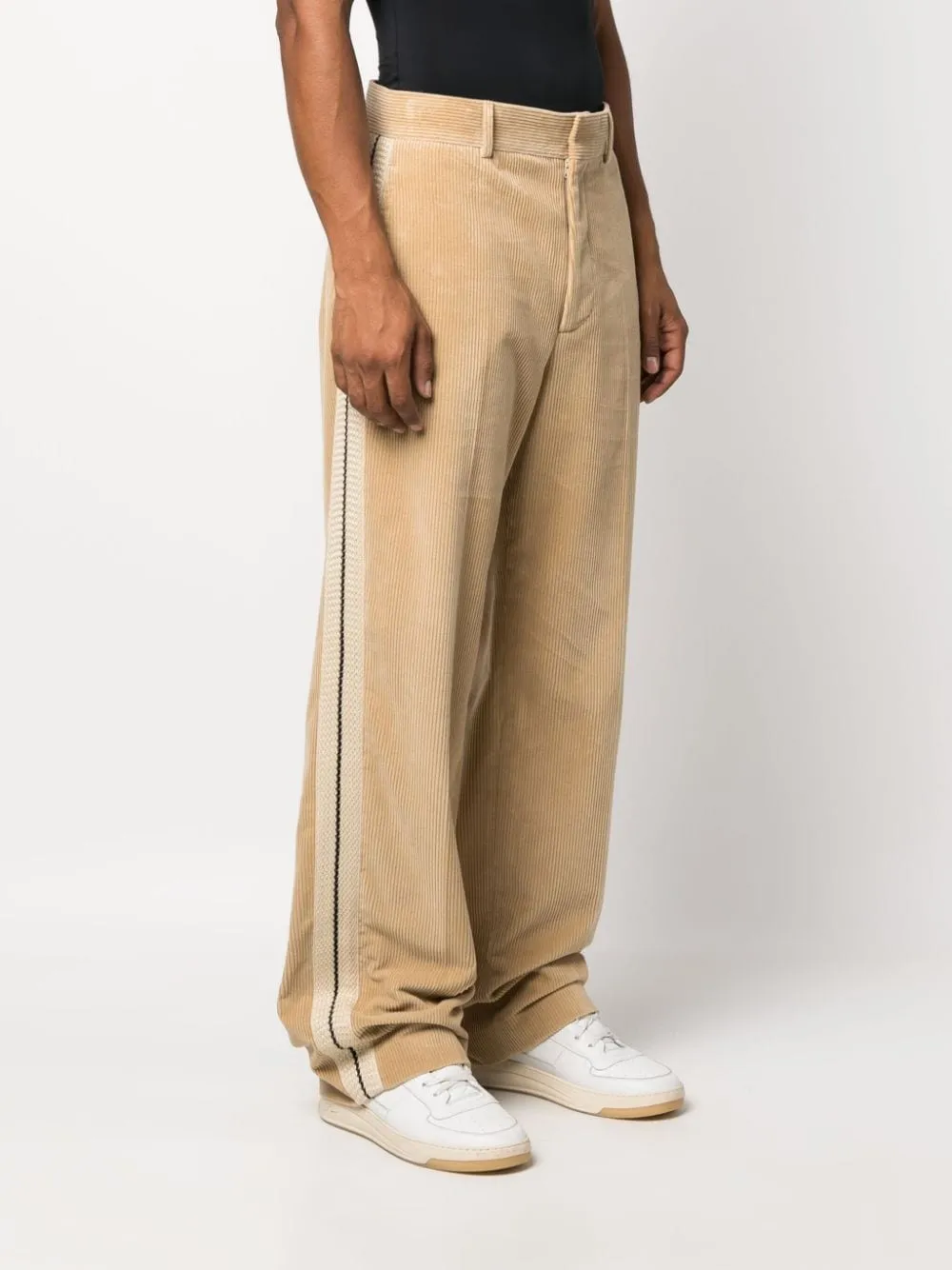 Вельветовые брюки с лампасами в технике кроше PALM ANGELS, нейтральный — фото 3